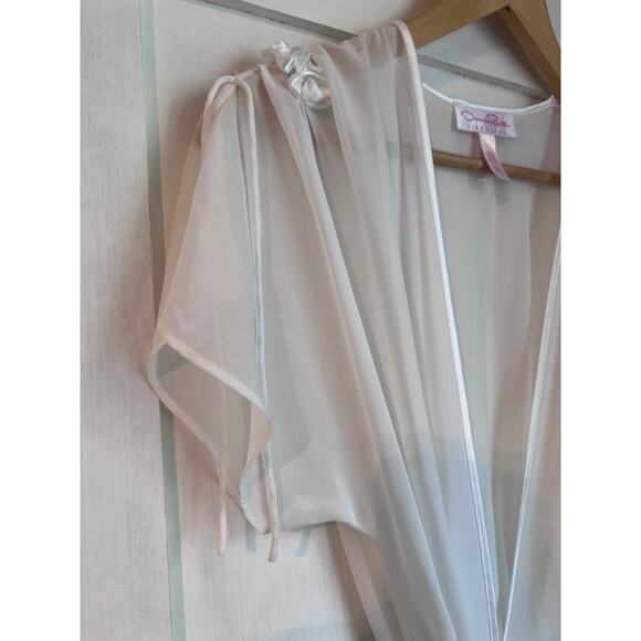 VTG Oscar de la Renta Pink Label White Sheer Robe - Picture 3 of 7